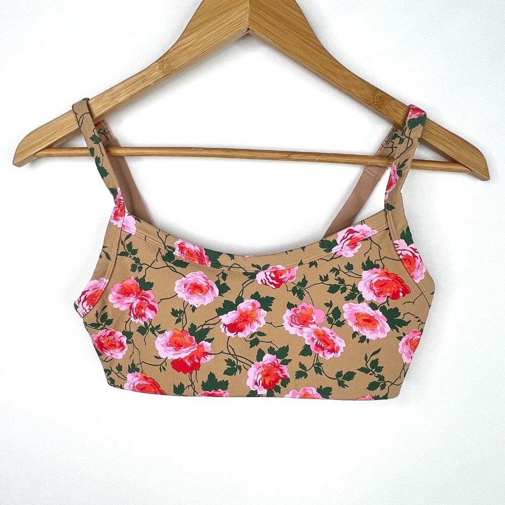 Aerie Offline Tan Floral Sports Bra XS